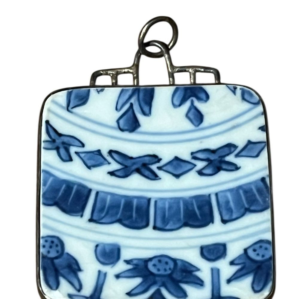 Artisan Blue and White Pendant Necklace